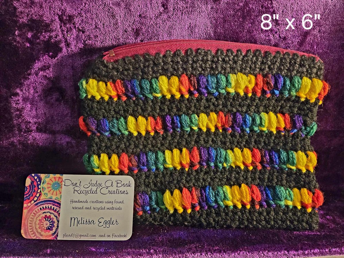 Crocheted Zipper Pouch 8" x 6"